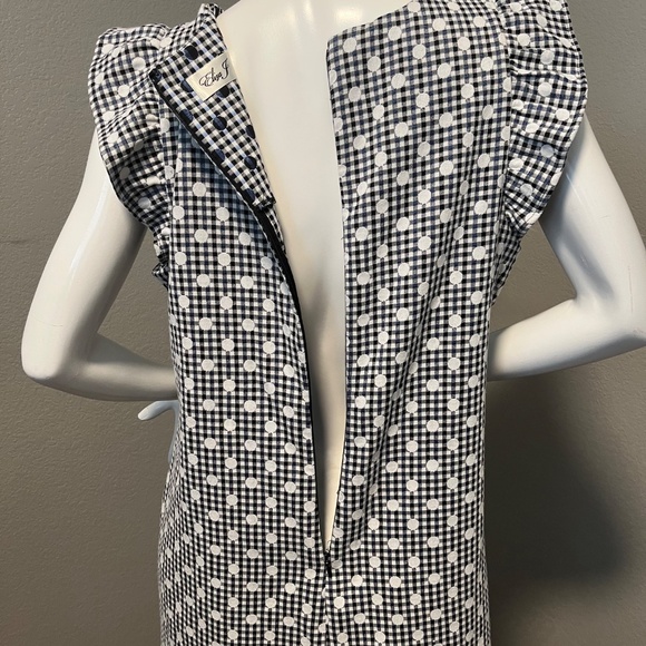 Eliza J Women’s Black & Blue Checkered Polka Dot Dress Size 14 - Picture 6 of 11